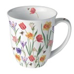 Mug fleurs printanires et abeilles en porcelaine fine 400 ml