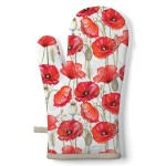 Gant de cuisine fleuri coquelicots en coton 18 � 30 cm
