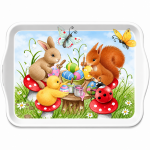 Mini plateau Pâques animaux en mélamine 20,5 x 13,5 cm