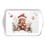 Mini-plateau en m�lamine ourson de no�l avec cadeau