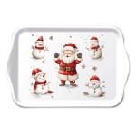 Mini-plateau en m�lamine p�re no�l et bonshommes de neige