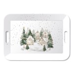 Plateau rectangulaire en m�lamine village de No�l 46,5 cm