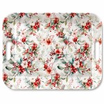 Plateau rectangulaire en m�lamine baies et fleurs d�hiver