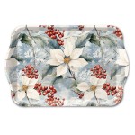 Mini plateau en m�lamine poinsettias et baies d'hiver
