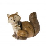 Statuette Renards de dcoration en rsine aspect bois