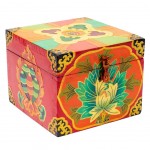 Coffret tibétain Rouge Lotus peint à la main Coffret tibétain Rouge Lotus peint à la main