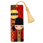 Marque-page Kimmidoll Yukina avec pompon dor� d�cor japonais