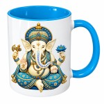 Mug Ganesh blanc int�rieur bleu clair c�ramique 350 ml