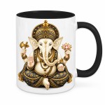 Mug Ganesh blanc int�rieur noir en c�ramique 350 ml