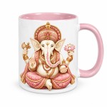 Mug Ganesh blanc int�rieur rose en c�ramique 350 ml